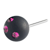 1 Paar Polaris Ohrstecker mit Strass 8mm Schwarz matt / Fuchsia